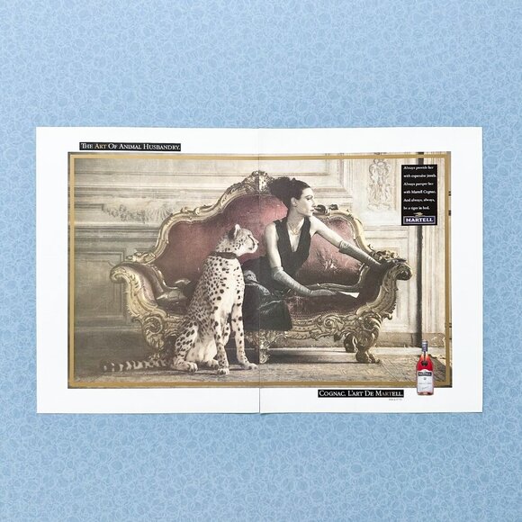 Martell Cognac 90s Ad | Luxe Cheetah Spread | Vintage Bar Decor - Picture 8 of 10